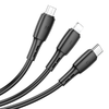 Borofone Kábel BX71 3 az 1-ben - USB Type C, Mikro USB, Lightning - 2A 1 méter fekete - 1. kép