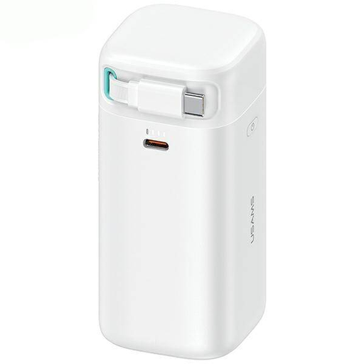 Powerbank 18000mAh PD45W visszahúzható USB-C Gyors Töltő Kábel USAMS XMF sorozat 20KCD21602 (US-CD216) fehér