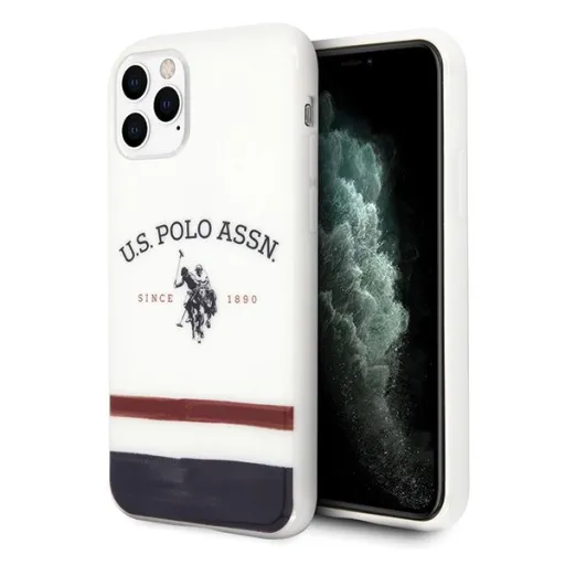 U.S. POLO ASSN. Tricolor Pattern Collection USHCN58PCSTRB tok iPhone 11 Pro fehér