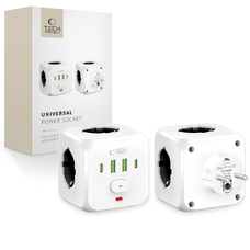 Tech-protect Pcl3x4 hálózati elosztó 2 USB & 2 Type-c & 3 aljzat fehér