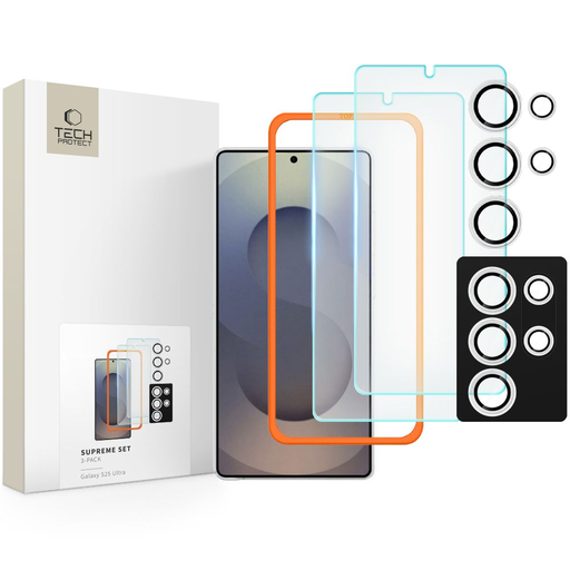 Tech-protect Supreme Készlet 3-pack Galaxy S25 Ultra Tiszta üvegfólia Tech-protect Supreme Készlet 3-pack Galaxy S25 Ultra Tiszta üvegfólia