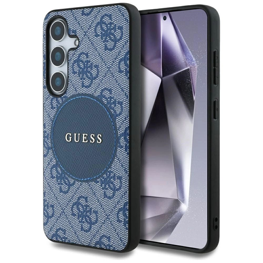 Guess 4G Kerek Patch Classic Logo MagSafe Samsung Galaxy S25 kék tok