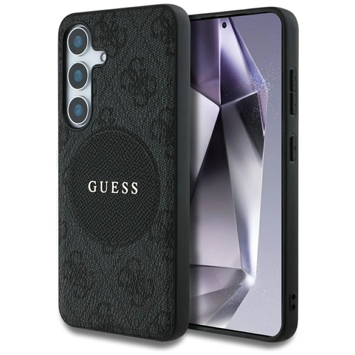 Guess 4G Round Patch Classic Logo MagSafe tok Samsung Galaxy S25 Plus-hoz fekete