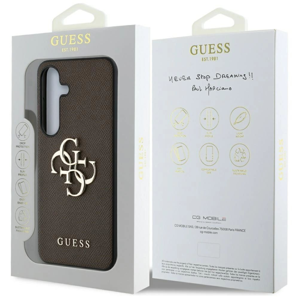 Guess Grained Big 4G Logo Small Classic Logo Samsung Galaxy S25 barna tok - 8