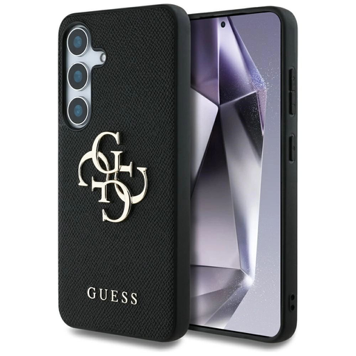 Guess Grained Big 4G Logo Small Classic Logo Samsung Galaxy S25 tok fekete