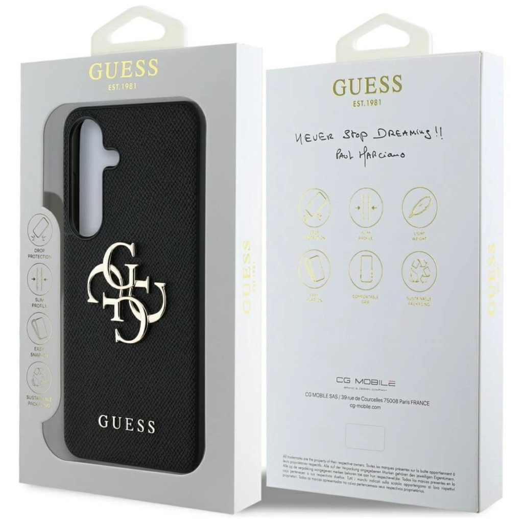 Guess Grained Big 4G Logo Small Classic Logo Samsung Galaxy S25 tok fekete - 8