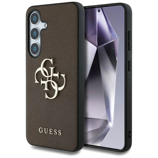 Guess Grained Big 4G Logo Small Classic Logo Samsung Galaxy S25 Plus barna tok