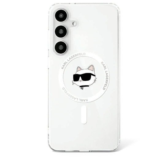 KARL LAGERFELD tok SAMSUNG S25 Plus KLHMS25MHLSCHH (Mágneses IML Metal Choupette Fej) fehér tok