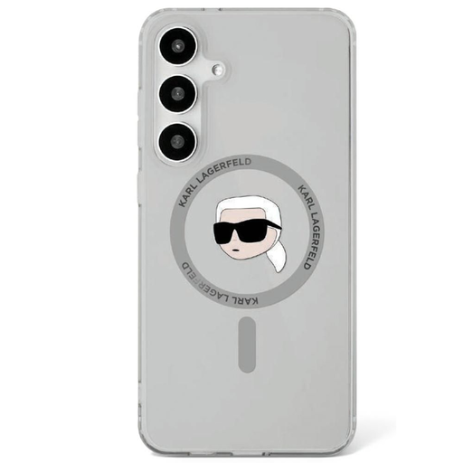 KARL LAGERFELD tok SAMSUNG S25 KLHMS25SHLSKIK (Mágneses IML Metal K. Fejekkel) fekete tok