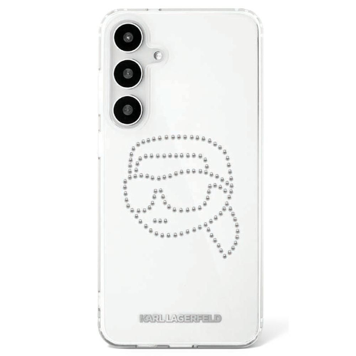 KARL LAGERFELD tok Samsung Galaxy S25 KLHCS25SHKHDCELT (IML Rhinestones K Head) átlátszó tok