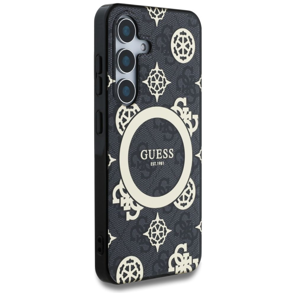 GUESS tok Samsung Galaxy S25 GUHMS25SH4PYEEK (Mágneses IML Peony 4G háttéren) fekete tok - 8