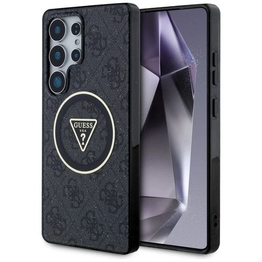 GUESS tok Samsung Galaxy S25 Ultra GUHMS25LHG4PRTGK (Magsafe IML fém csillámos 4G kör háromszög) fekete tok GUESS tok Samsung Galaxy S25 Ultra GUHMS25LHG4PRTGK (Magsafe IML fém csillámos 4G kör háromszög) fekete tok