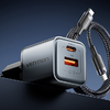Vention GaN töltő USB-C+A 30W +1m USB-C-C kábel (szürke) - 2. kép