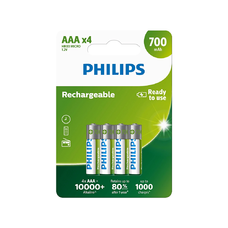PHILIPS Újratölthető akkumulátor AAA NiMH 700mAh, 4 db.