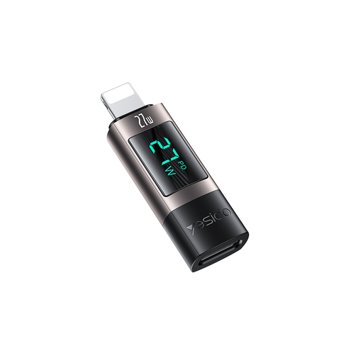 Yesido Adapter OTG GS25 - Lightning (hím) to Type C (nő) - LCD kijelzővel fekete