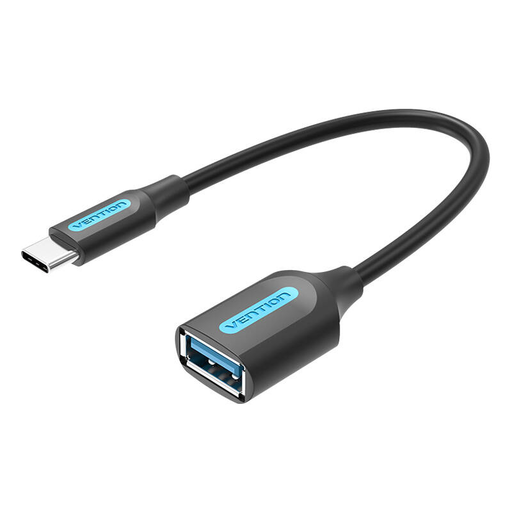 USB-C 3.1 férfi – USB-A női OTG kábel Vention CCVBB 0.15m, 2A, fekete