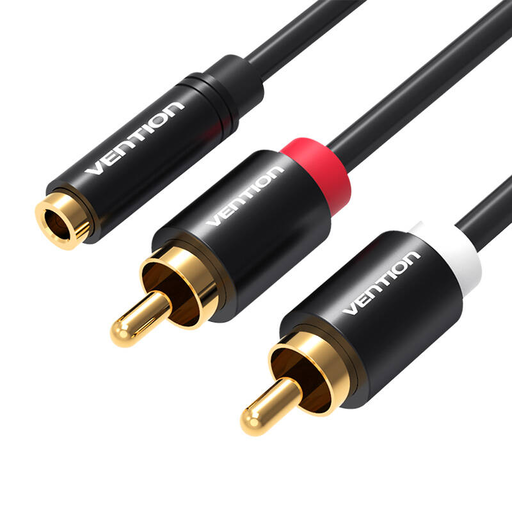 3.5mm női - 2x RCA férfi audio kábel Vention VAB-R01-B100 1m fekete