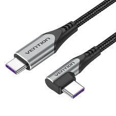 USB 2.0 C M (Jobb Szög) to C 5A Vention Kábel 1,5m (Szürke)