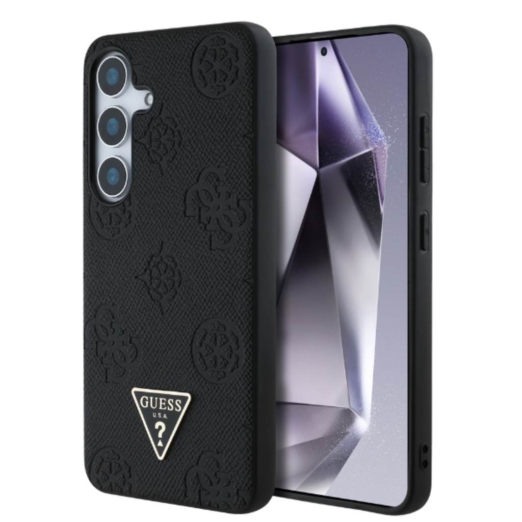 Guess Grained Hot Stamp Peony Minta Háromszög Logóval MagSafe Samsung Galaxy S25 fekete tok - 10