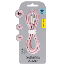 Blavec Cable Candy fonott - USB-C Lightning kábel - PD 20W 2,4A 2 méter (CCA-CL24P20) rózsaszín