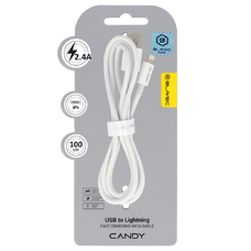 Blavec Cable Candy fonott - USB Lightning kábel - 2,4A 1 méter (CCA-UL24W10) fehér