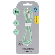 Blavec Cable Candy fonott - Type C to Lightning - PD 20W 2,4A 1 méter (CCA-CL24GN10) zöld,