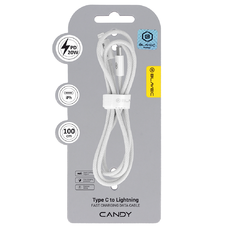 Blavec Candy fonott kábel - Type C Lightning - PD 20W 2,4A 1 méter (CCA-CL24W10) fehér