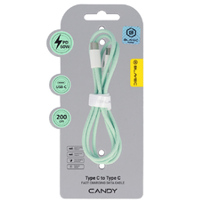 Blavec Cable Candy fonott - Type C to Type C - PD 60W 3A 2 méter (CCA-CC3GN20) zöld