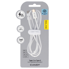 Blavec Cable Candy fonott kábel - Type C to Type C - PD 60W 3A 2 méter (CCA-CC3W20) fehér