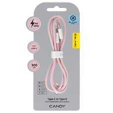 Blavec Cable Candy fonott - Type C to Type C - PD 60W 3A 3 méter (CCA-CC3P30) rózsaszín