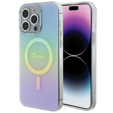 Guess IML Iridescent MagSafe tok iPhone 15 Pro - türkiz