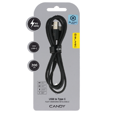 Blavec Kábel Cukor fonott - USB-ről Type C-re - PD 60W 3A 2 méter (CCA-UC3B20) fekete
