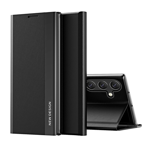 Sleep Case Pro fliptok Samsung Galaxy S24 FE-hez, fedéllel és állvánnyal - fekete tok Sleep Case Pro fliptok Samsung Galaxy S24 FE-hez, fedéllel és állvánnyal - fekete tok