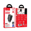 HOCO fali töltő USB A + Type C + kábel Type C to Type C PD QC3.0 3A 30W N63 fekete - 4. kép