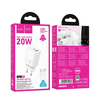 HOCO hálózati töltő USB A + Type C + kábel Type C - Type C PD QC3.0 3A 20W N61 fehér - 2. kép
