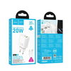 HOCO fali töltő USB A + Type C + kábel Type C - Lightning PD QC3.0 3A 20W N61 fehér - 3. kép