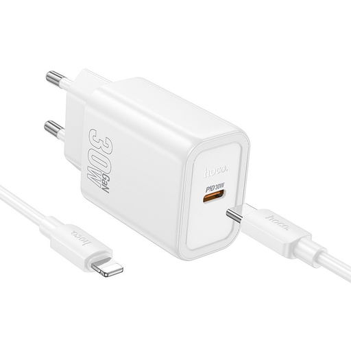 HOCO fali töltő Type C + Type C - Lightning kábel PD QC 30W N62 fehér