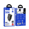 HOCO fali töltő USB-A + Type-C + Type-C Lightning kábel PD QC3.0 3A 30W N63 fekete, - 3. kép