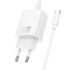 HOCO fali töltő USB-A + Type-C + Type-C - Type-C kábel PD QC3.0 3A 30W N63 fehér - 1. kép