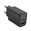 HOCO fali töltő USB A + Type C PD QC3.0 3A 30W N63 fekete - 0. kép