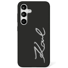 Karl Lagerfeld Szilikon Fém Aláírásos Logó Samsung Galaxy S25 fekete tok