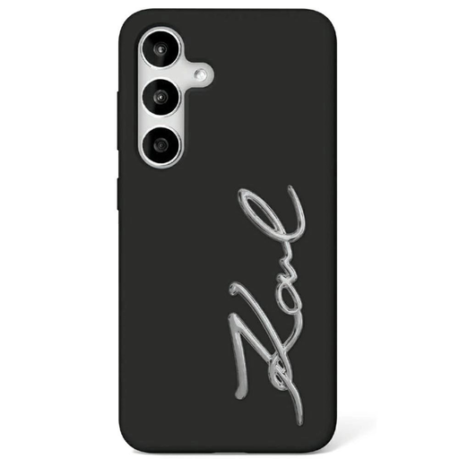 Karl Lagerfeld Szilikon Fém Aláírásos Logó Samsung Galaxy S25 fekete tok