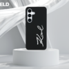 Karl Lagerfeld Szilikon Fém Aláírásos Logó Samsung Galaxy S25 fekete tok - 0. kép