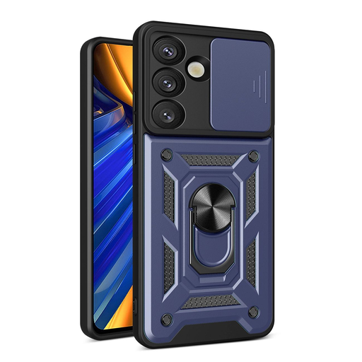 Páncélozott Hybrid Armor Camshield tok kamera védelemmel és fém gyűrűvel Samsung Galaxy S25 - kék Páncélozott Hybrid Armor Camshield tok kamera védelemmel és fém gyűrűvel Samsung Galaxy S25 - kék