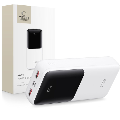 Tech-protect Pb02 Power Bank 20000mAh 22.5W fehér
