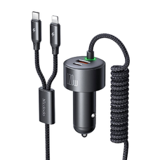 Mcdodo CC-0370 120W 1C+1A autós töltő visszahúzható USB-C és Lightning kábelekkel