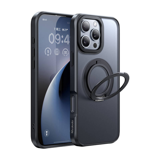 McDodo PC-4932 MagSafe tok iPhone 16 Pro-hoz állvánnyal (fekete)