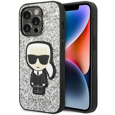 Karl Lagerfeld KLHCP14LGFKPG iPhone 14 Pro 6.1 tok ezüst / ezüst Glitter Flakes Ikonik tok