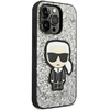 Karl Lagerfeld KLHCP14LGFKPG iPhone 14 Pro 6.1 tok ezüst / ezüst Glitter Flakes Ikonik tok - 2. kép