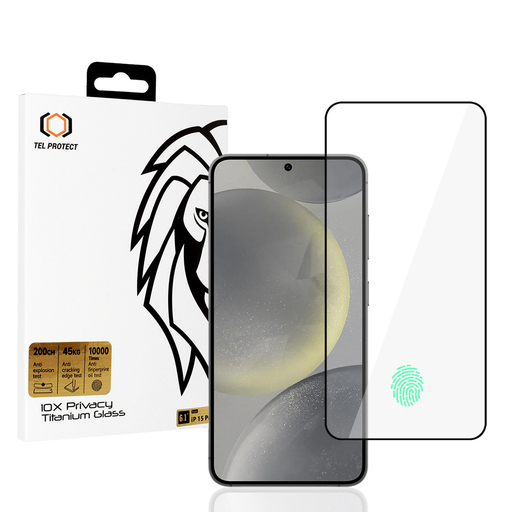 Samsung Galaxy S25 üvegfólia Tel Protect 10X Privacy Titanium (ujjlenyomat feloldás támogatott) Samsung Galaxy S25 üvegfólia Tel Protect 10X Privacy Titanium (ujjlenyomat feloldás támogatott)